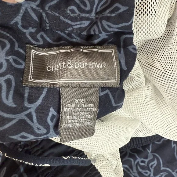 Croft & Barrow Mens Navy Blue Swim Trunks Shorts 2XL NWT Floral Mesh Lined Pocke - Picture 7 of 7